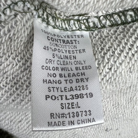 Umgee Womens  Green Teddy Gray Knit Colorblock Half Zip Hooded Sweatshirt Large - Picture 4 of 4